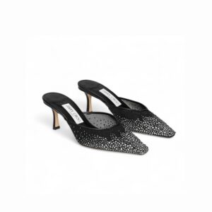 Jimmy Choo Vivi 65 Crystal Mesh Mules Black For Women VIVI65NYT