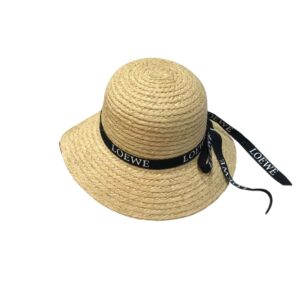 Alternative view of Loewe Straw Sun Hat Raffia With Black Ribbon Logo Beige For Women 57cm/22.4in