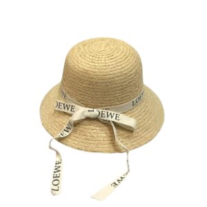 Loewe Straw Sun Hat Raffia With White Ribbon Logo Beige For Women 57cm/22.4in