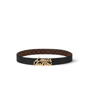 Louis Vuitton LV Script 30mm Belt Black Monogram For Women -M4472V