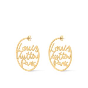 Alternative view of Louis Vuitton Script Earrings Gold-Toned For Women - M03239