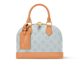 Louis Vuitton Alma BB Top Handle Bag 9.4in/ 24cm Monogram Origine Bleu Courrier Gold Hardware For Women M27526
