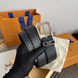 Alternative view of Louis Vuitton Blason Embossed 35mm Belt Black With Silver Buckle