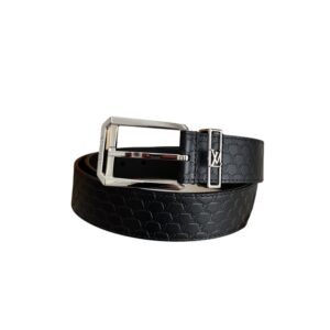 Louis Vuitton Blason Embossed 35mm Belt Black With Silver Buckle