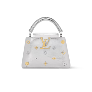 Louis Vuitton Capucines Mini Top Handle Bag 8.3in/ 21cm Silver Metallic Silver/ Gold Hardware For Women M26258
