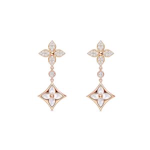 Louis Vuitton Color Blossom Double Star Long Earrings Pink-Toned For Women Q06489