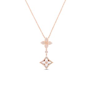 Louis Vuitton Color Blossom Double Star Pendant Necklace Pink-Toned For Women Q94676