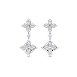 Louis Vuitton Color Blossom Long Earrings Silver-Toned For Women Q96501
