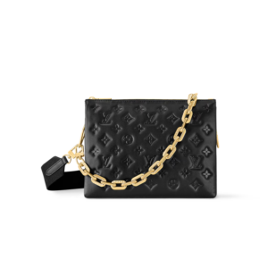 Louis Vuitton Coussin PM Shoulder Bag 10.2in/ 26cm Monogram Black Gold Hardware For Women M21260