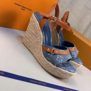 Alternative view of Louis Vuitton Helios Wedge Sandals Blue For Women 1ACIZV
