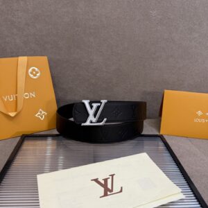 Alternative view of Louis Vuitton 40mm LV Initiales Monogram Embossed Leather Belt Black With Silver Buckle