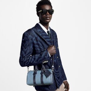 Alternative view of Louis Vuitton Keepall Bandouliere 25 Travel Bag 9.8in/ 25cm Blue Silver Hardware For Men M14681
