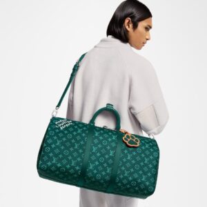 Alternative view of Louis Vuitton Keepall Bandouliere 50 Travel Bag 19.7in/ 50cm Green Silver Hardware M12687