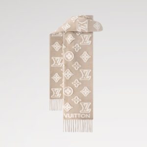 Alternative view of Louis Vuitton LV 3D Scarf Beige And White For Women 86.6in/220cm M94851