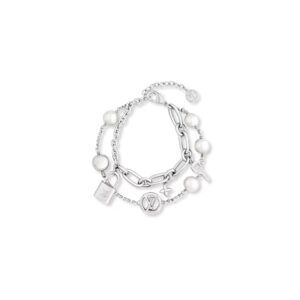Louis Vuitton Mix Chains Bracelet Silver-Toned For Women - M1380A