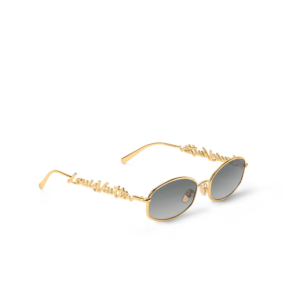 Louis Vuitton LV Script Metal Round Sunglasses Gold Hardware For Women Z3171U