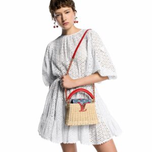 Alternative view of Louis Vuitton LV x TM Capucines Mini Top Handle Bag 8.3in/ 21cm Multicolored Rattan Gold Hardware For Women M14295