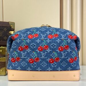 Alternative view of Louis Vuitton LV x TM Cosmetic Pouch GM 10.6in/ 27cm Cherry Denim Gold Hardware For Women M13893