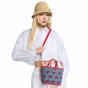 Alternative view of Louis Vuitton LV x TM Neverfull Inside Out BB Tote Bag 10.4in/ 26cm Cherry Denim Gold Hardware For Women M14997