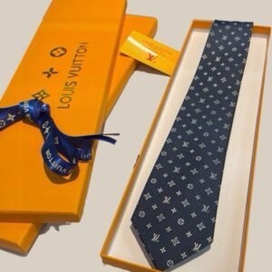 Alternative view of Louis Vuitton Signature Monogram Silk Tie Deep Blue For Men