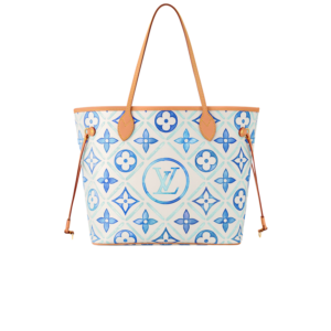 Louis Vuitton Neverfull MM Tote Bag 12.2in/ 31cm Blue Gold Hardware For Women M11263