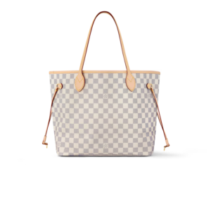 Louis Vuitton Neverfull MM Tote Bag 12.2in/ 31cm Rose Ballerine Pink Damier Azur Canvas For Women N41605