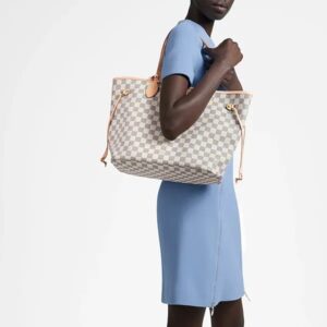 Alternative view of Louis Vuitton Neverfull MM Tote Bag 12.2in/ 31cm Beige Damier Azur Canvas Gold Hardware For Women N41361