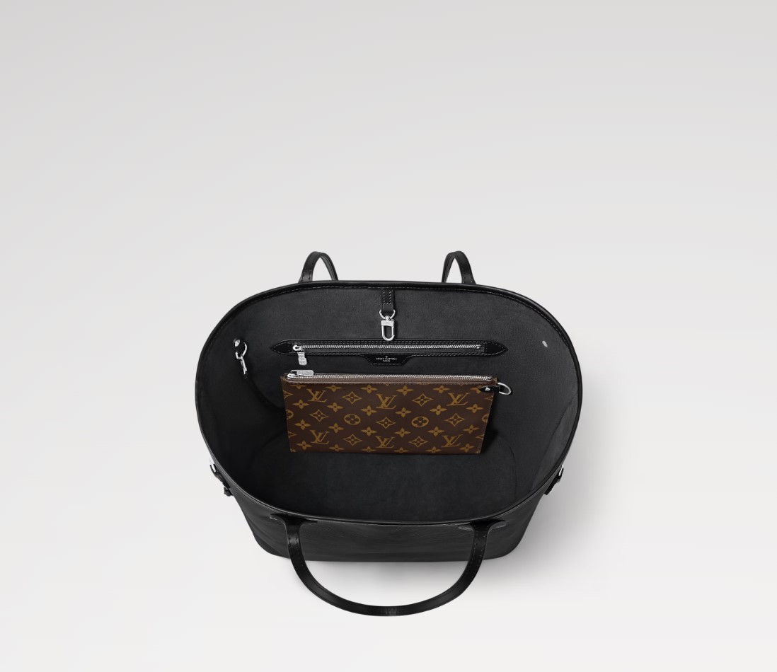 Louis Vuitton Neverfull MM Tote Bag 12.2in/ 31cm Black Silver Hardware For Women M11930