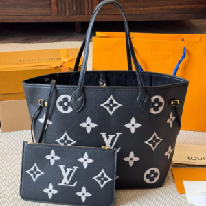 Alternative view of Louis Vuitton Neverfull MM Tote Bag Monogram Empreinte Black/Beige For Women 31cm/12.2in M58907