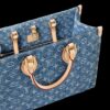 Louis Vuitton OnTheGo MM Tote Bag 13.8in/ 35cm Denim Blue Gold Hardwar For Women M46871 - Image 3