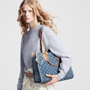 Alternative view of Louis Vuitton OnTheGo MM Tote Bag 13.8in/ 35cm Denim Blue Gold Hardwar For Women M46871