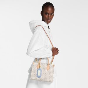 Alternative view of Louis Vuitton OnTheGo PM Tote Bag 9.8in/ 25cm Azure Blue/ Sand Gold Hardware For Women M15138