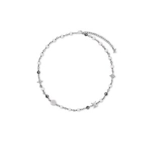 Louis Vuitton Pearls Necklace Silver For Men 43cm/17in
