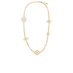 Louis Vuitton Pearly Flower Sautoir Necklace White Gold Hardware For Women M03499
