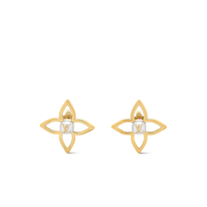 Louis Vuitton Pearly Flower Stud Earrings White Gold Hardware For Women M03531