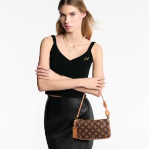 Alternative view of Louis Vuitton Pochette Accessoires Shoulder Bag 9.3in/ 23.5cm Brown Monogram Origine Ebene Gold Hardware For Women M27718