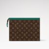 Louis Vuitton Pochette Voyage MM Pouch 10.6in/ 27cm Borneo Green Monogram Macassar Canvas Silver Hardware For Men M12816 - Image 5