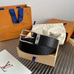 Alternative view of Louis Vuitton Initiales 35 mm Reversible Belt Black LV Blason Embossed