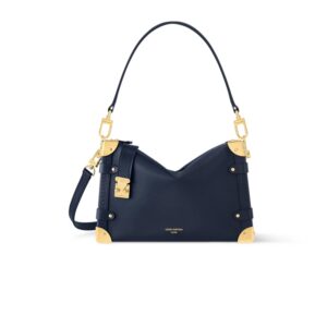 Louis Vuitton Side Trunk MM Shoulder Bag 9.3in/ 23.5cm Navy Gold Hardware For Women M15226