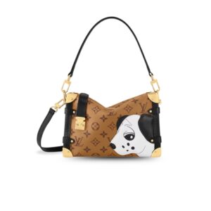 Louis Vuitton Side Trunk MM Shoulder Bag 9.3in/ 23.5cm Brown Monogram Reverse Canvas Gold Hardware For Women M47202