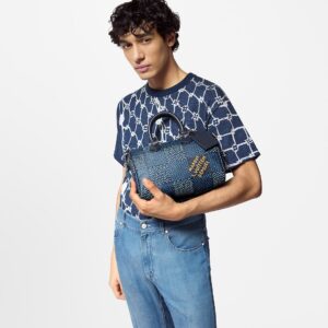 Alternative view of Louis Vuitton Speedy 25 Bandouliere Top Handle Bag 9.8in/ 25cm Blue Silver Hardware For Men N40691