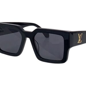 Alternative view of Louis Vuitton Square Millionaires Sunglasses Solid Black With Gold Logo LV