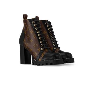 Louis Vuitton Star Trail Ankle Boots Patent Monogram Material Black For Women 1A2Y7P