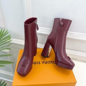 Alternative view of Louis Vuitton Swing Platform Ankle Boots Bordeaux Red For Women