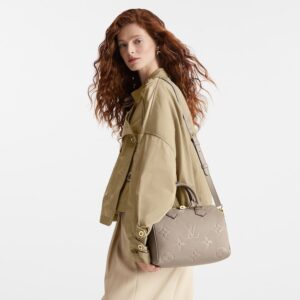 Alternative view of Louis Vuitton Speedy Bandouliere 25 Top Handle Bag 9.8in/ 25cm Tourterelle Monogram Empreinte Gold Hardware For Women M59273