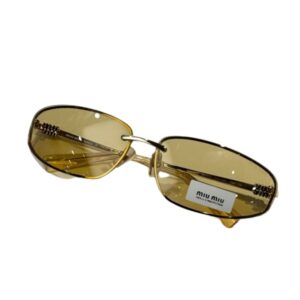 Alternative view of Miu Miu Rectangular Shield Sunglasses Yellow Lens