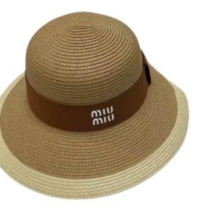 Alternative view of Miu Miu Wide Brim Sun Hat Raffia Dark Beige For Women 57cm/22.4in