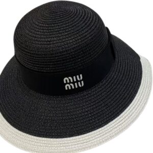 Alternative view of Miu Miu Wide Brim Sun Hat Raffia Black For Women 57cm/22.4in