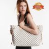 Louis Vuitton Neverfull GM Tote Bag 15.4in/ 39cm Beige Damier Azur Gold Hardware For Women N40602 - Image 3