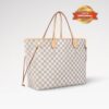 Louis Vuitton Neverfull GM Tote Bag 15.4in/ 39cm Beige Damier Azur Gold Hardware For Women N40602 - Image 4